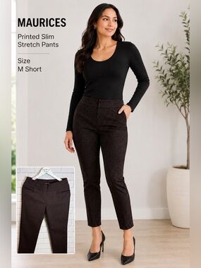 Maurices Women's Printed Slim stretch classic bussiness casual pants/ M